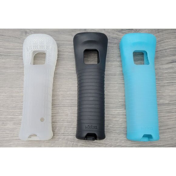 Set of 3 Silicone Skin Cases for Wii Remote Con. BK BL Nyko Wand Clear Nintendo - Picture 2 of 6